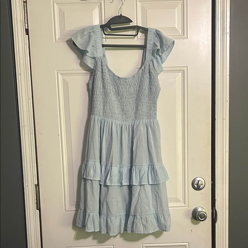 Light Blue Ruffle Tiered women’s dress